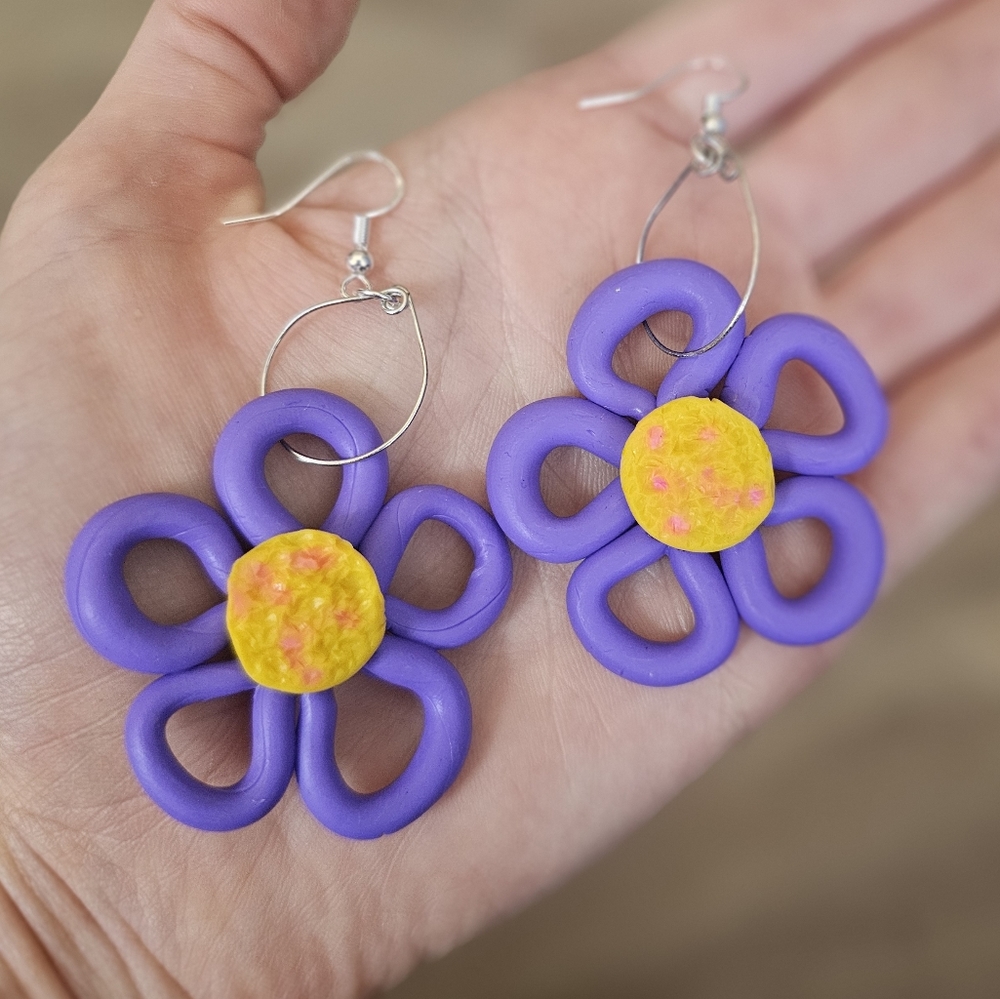 Purple Spring Flower Earrings